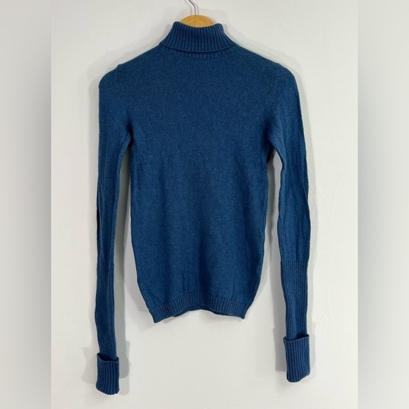 Deposito54 100% Wool Soft! Italy Made Women Small Knit Turtleneck Blue Sweater - Picture 9 of 9